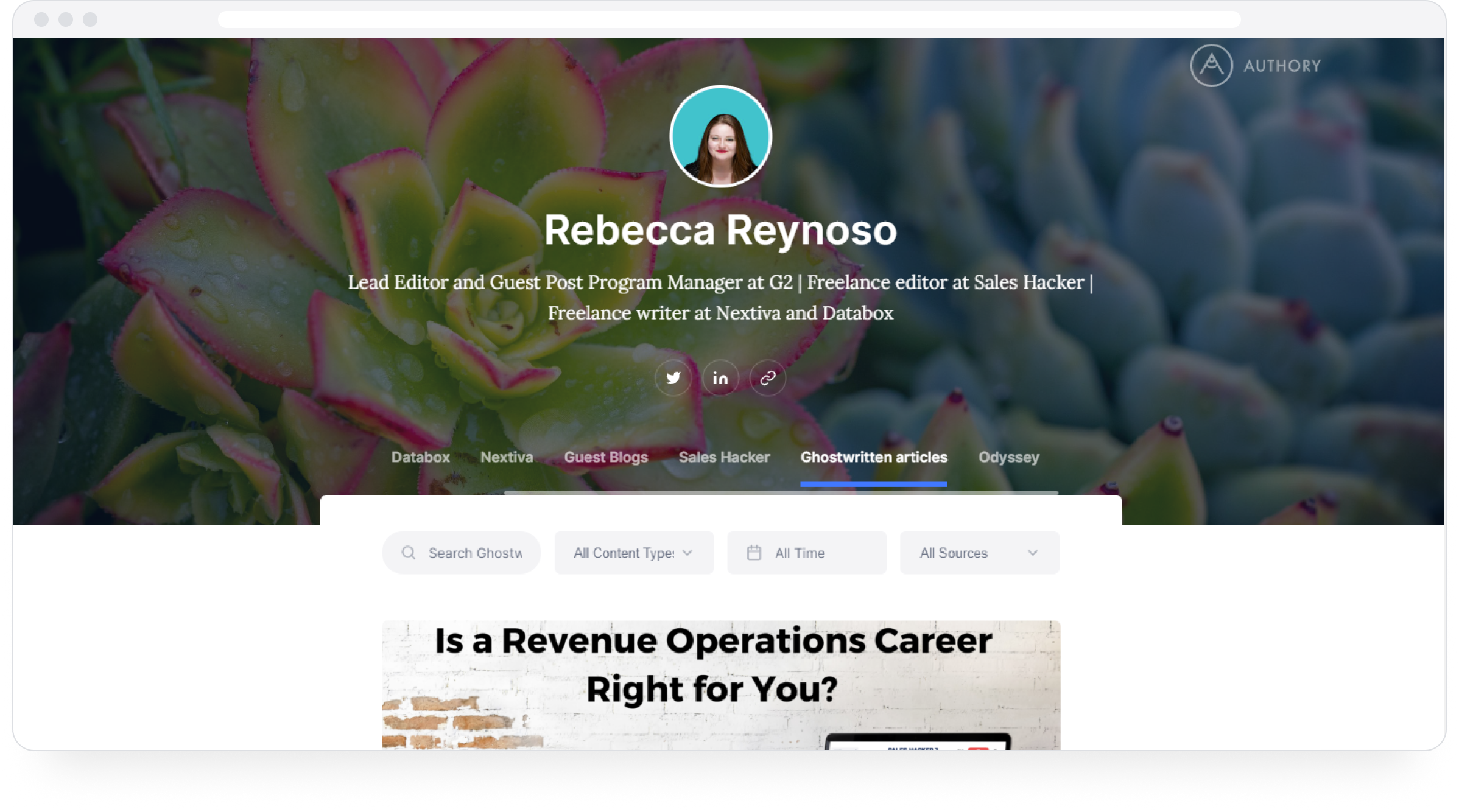 Rebecca Reynoso's content marketing portfolio on Authory