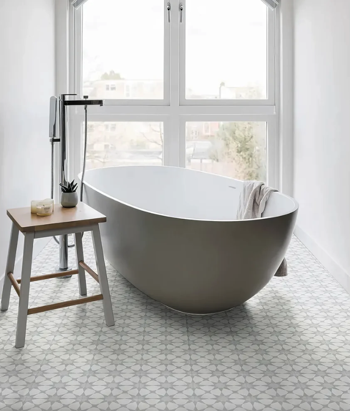 Atlas Porcelain Soft Grey bathroom tiles from Hyperion Tiles
