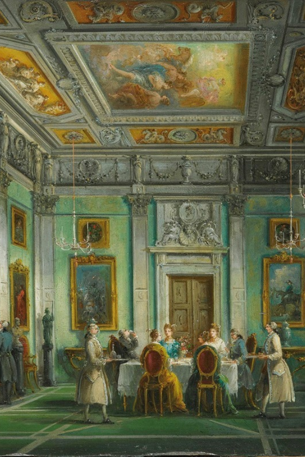 an Elegant Dining Room With A Dinner Party, Giuseppe Bernardino Bison