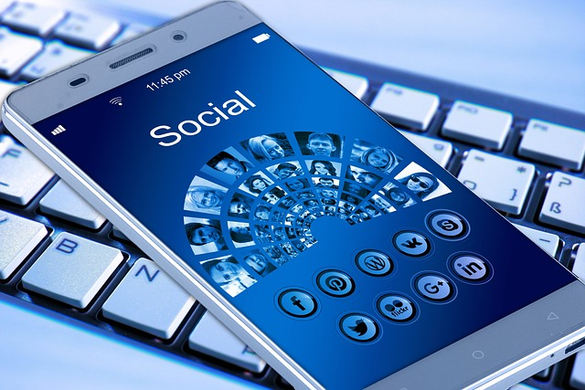 mobile phone, smartphone, keyboard social media accounts