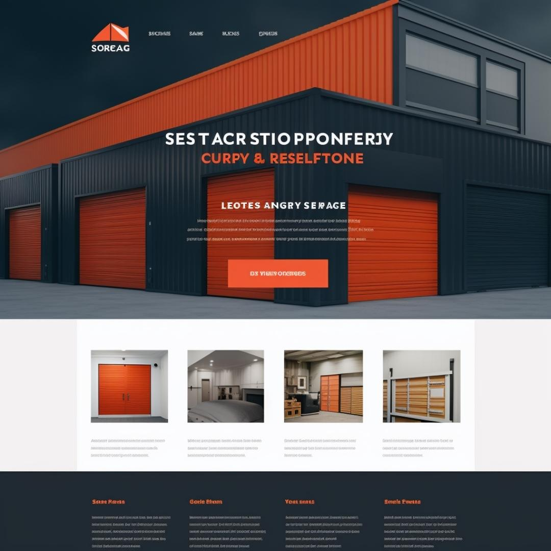A picture of a self storage website with a modern template and customization options