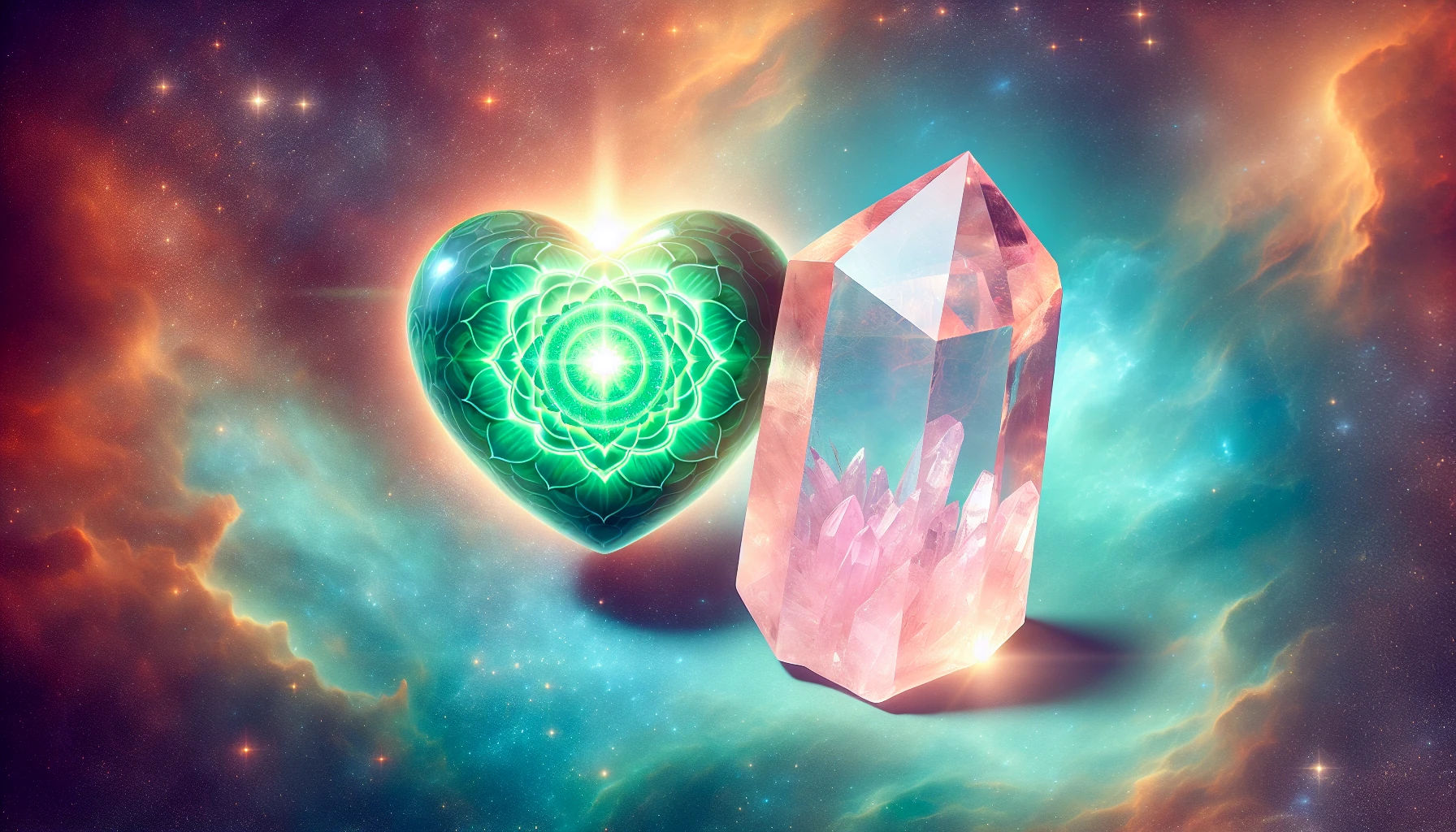 Heart chakra and rose quartz illustration