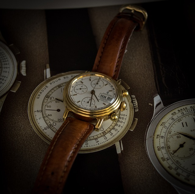 Luxury chronograph watch with leather strap