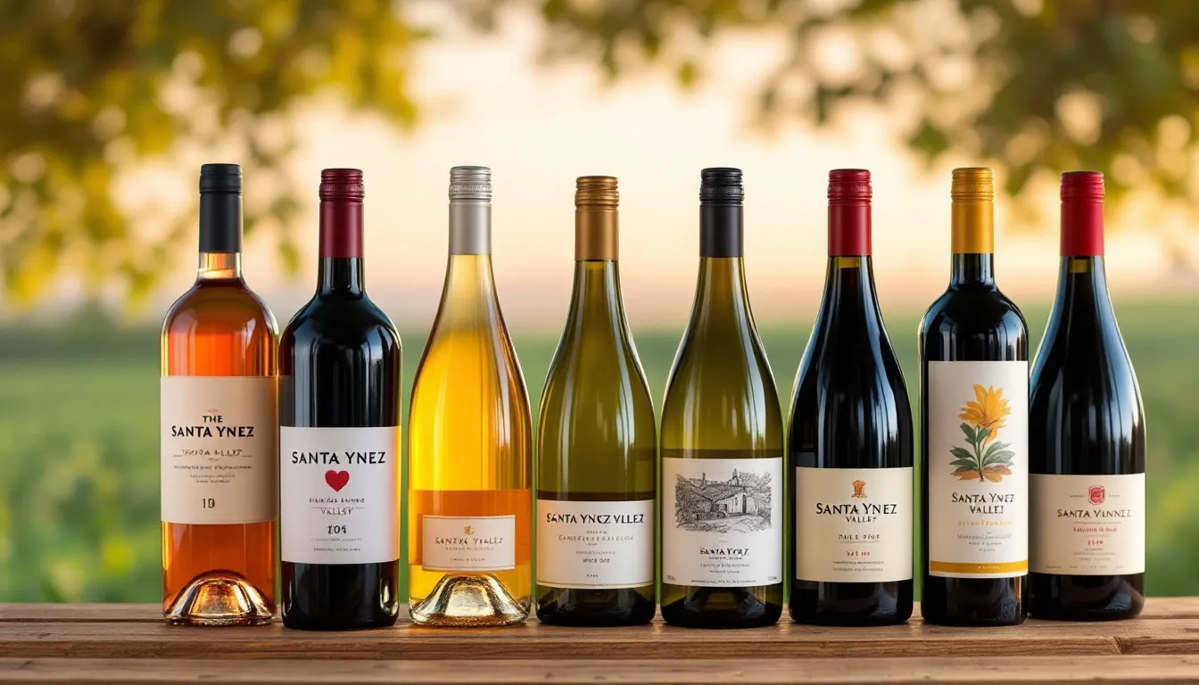 A selection of the best wines to taste in Santa Ynez Valley, featuring various wine bottles.