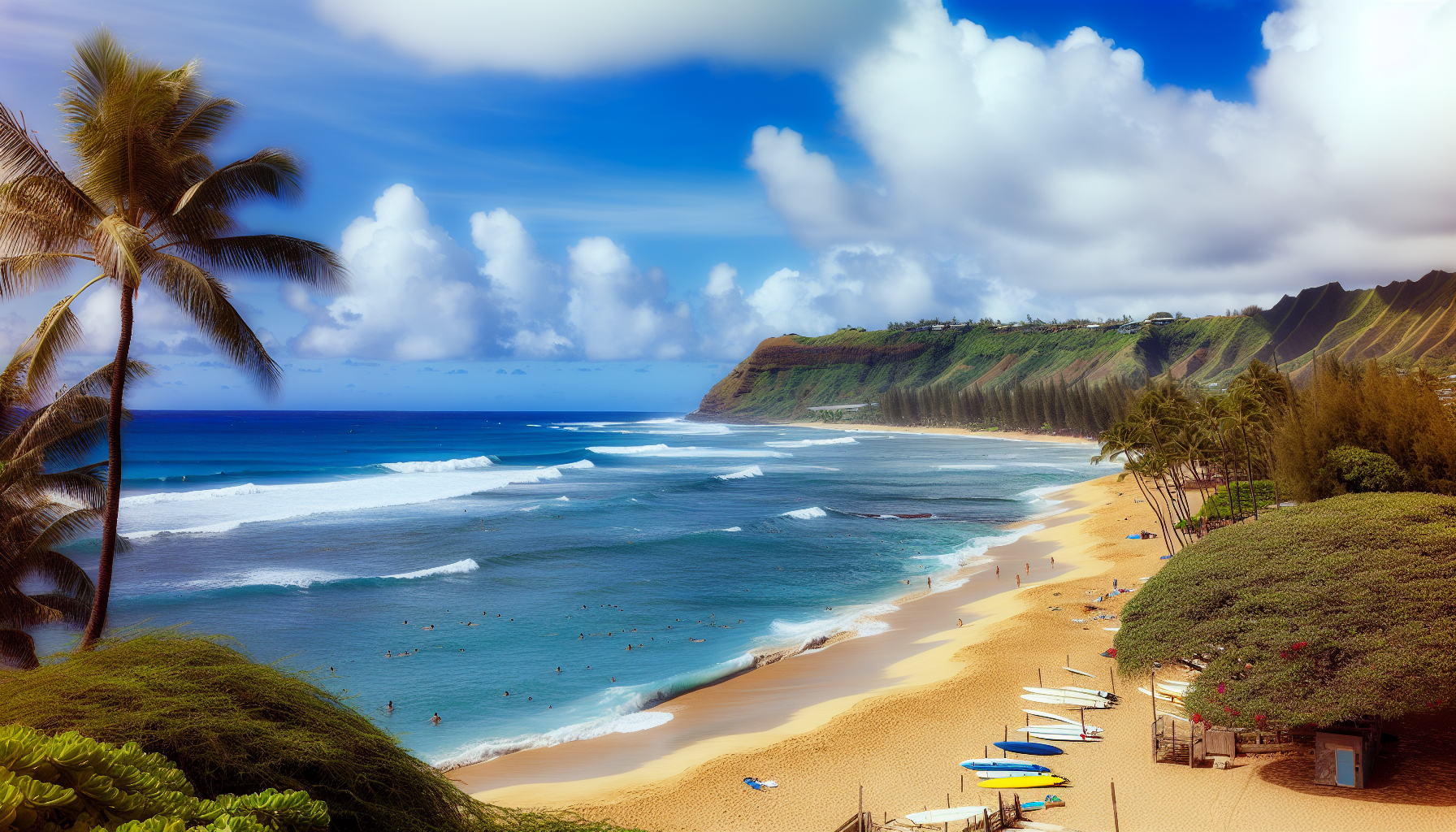 Oahu's North Shore with famous surfing beaches and picturesque coastline