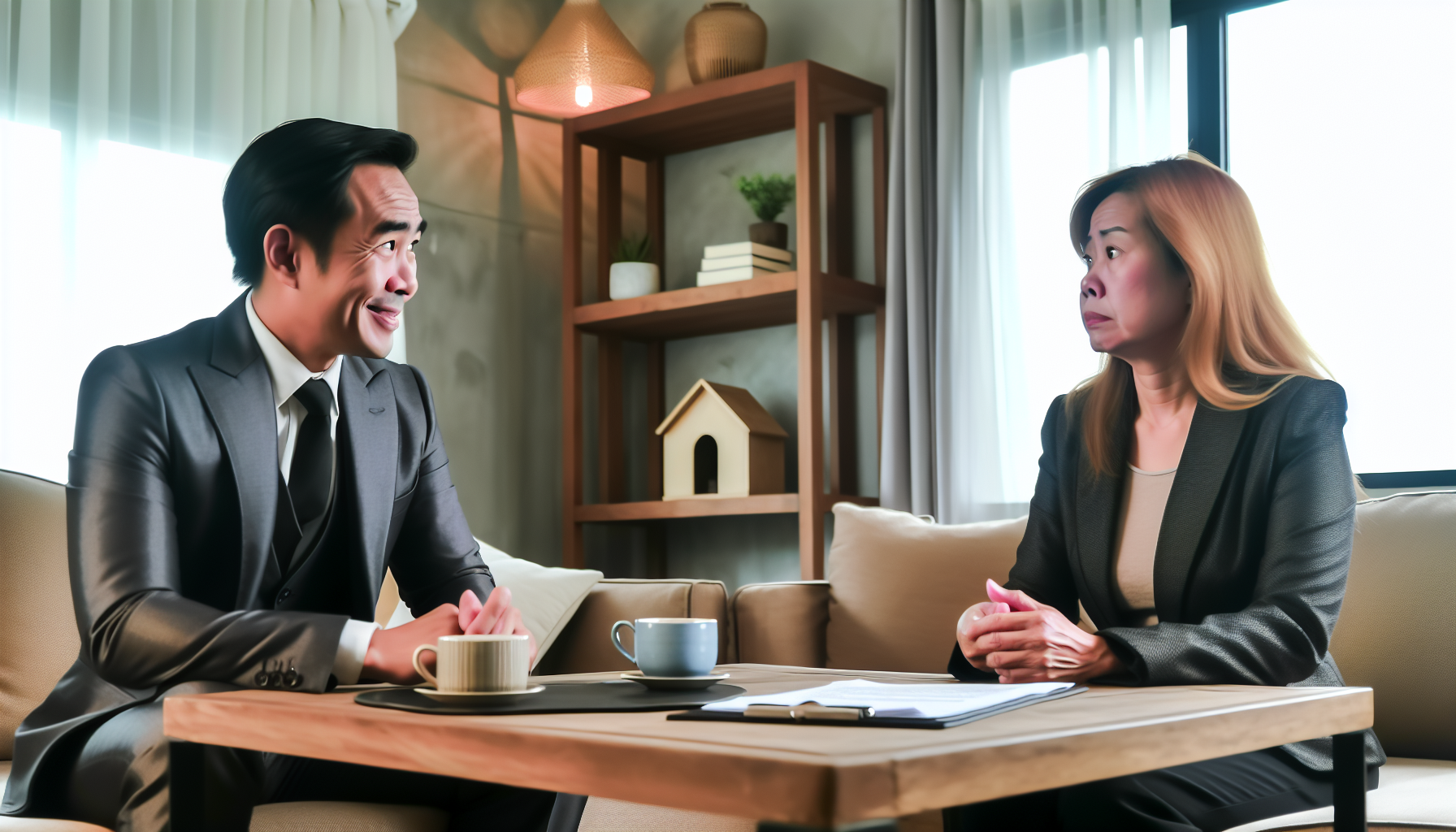 Real estate investor negotiating with distressed property seller