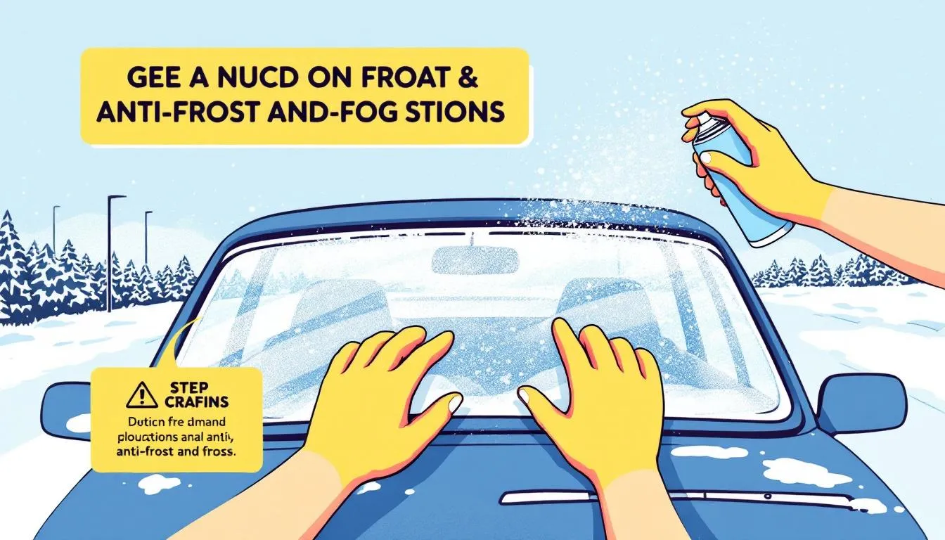 A clear windshield after applying prevention methods against frost and fog.