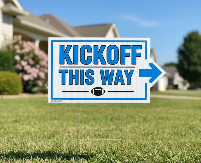 Yard Signs Guiding Guests to the Entrance