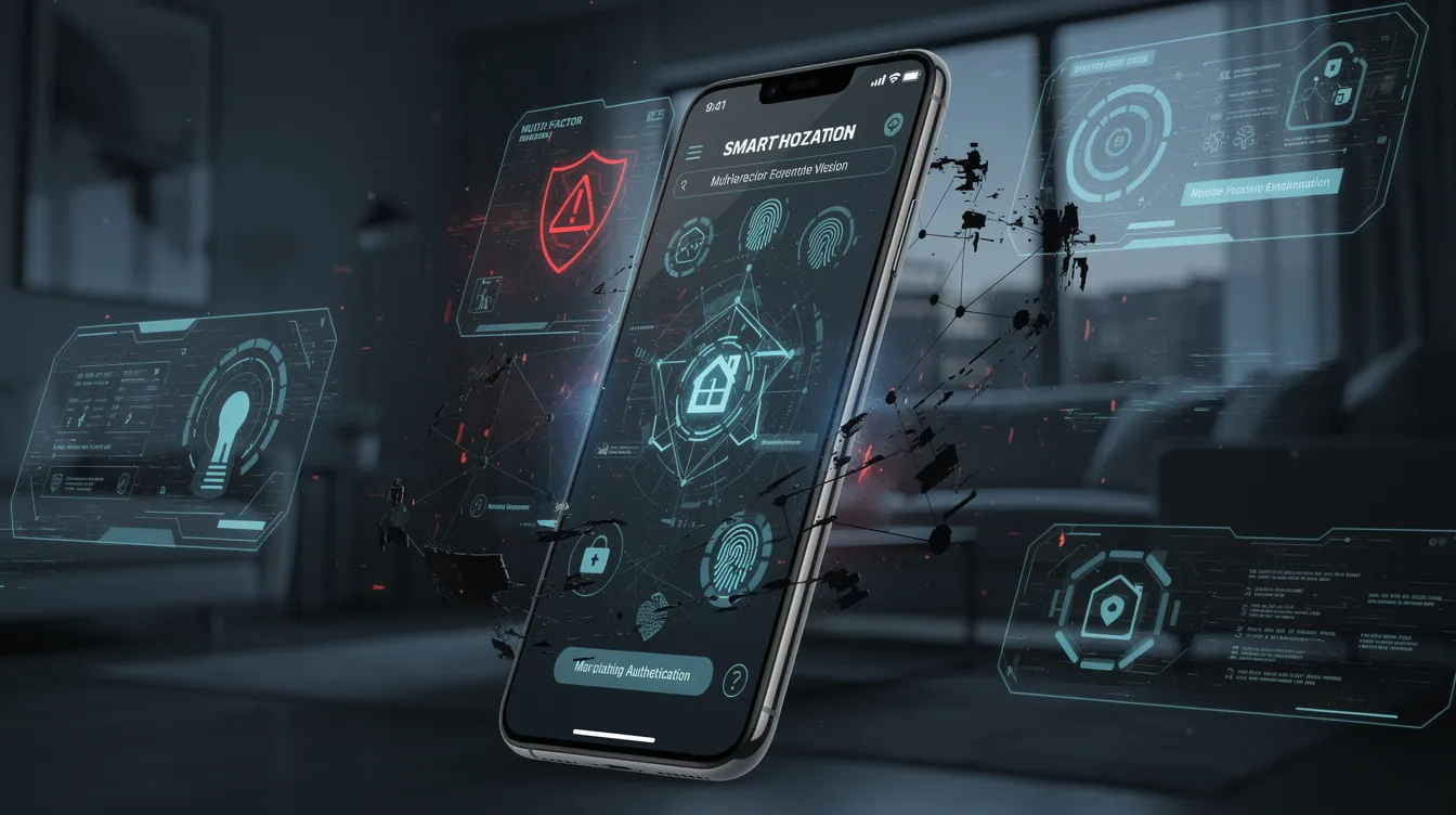 A smartphone displaying a multi-factor authentication app for smart home device security.