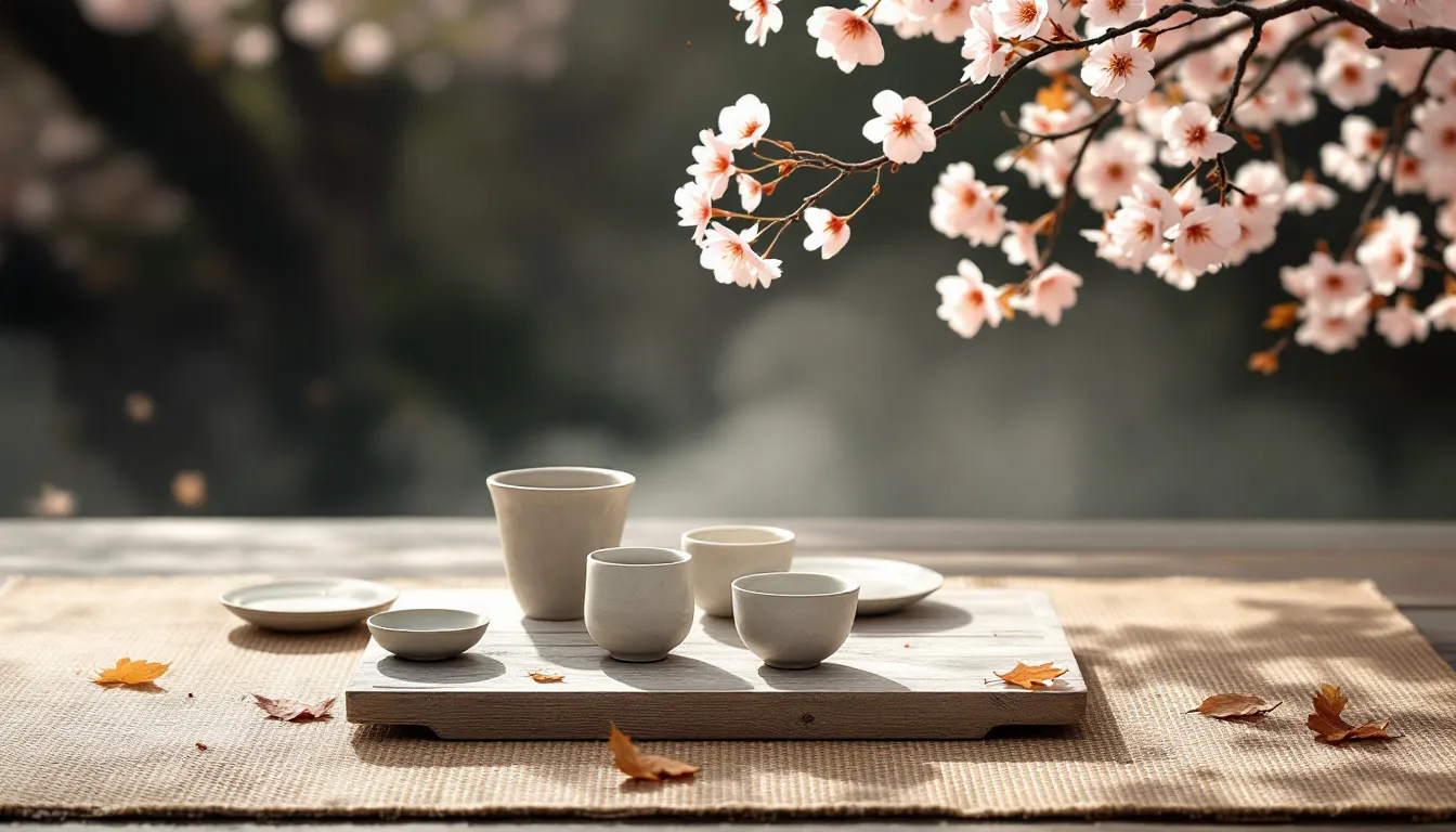 An abstract representation of wabi sabi art showcasing simplicity and natural beauty.
