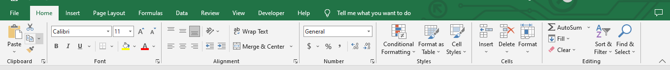 Microsoft Excel Ribbon.