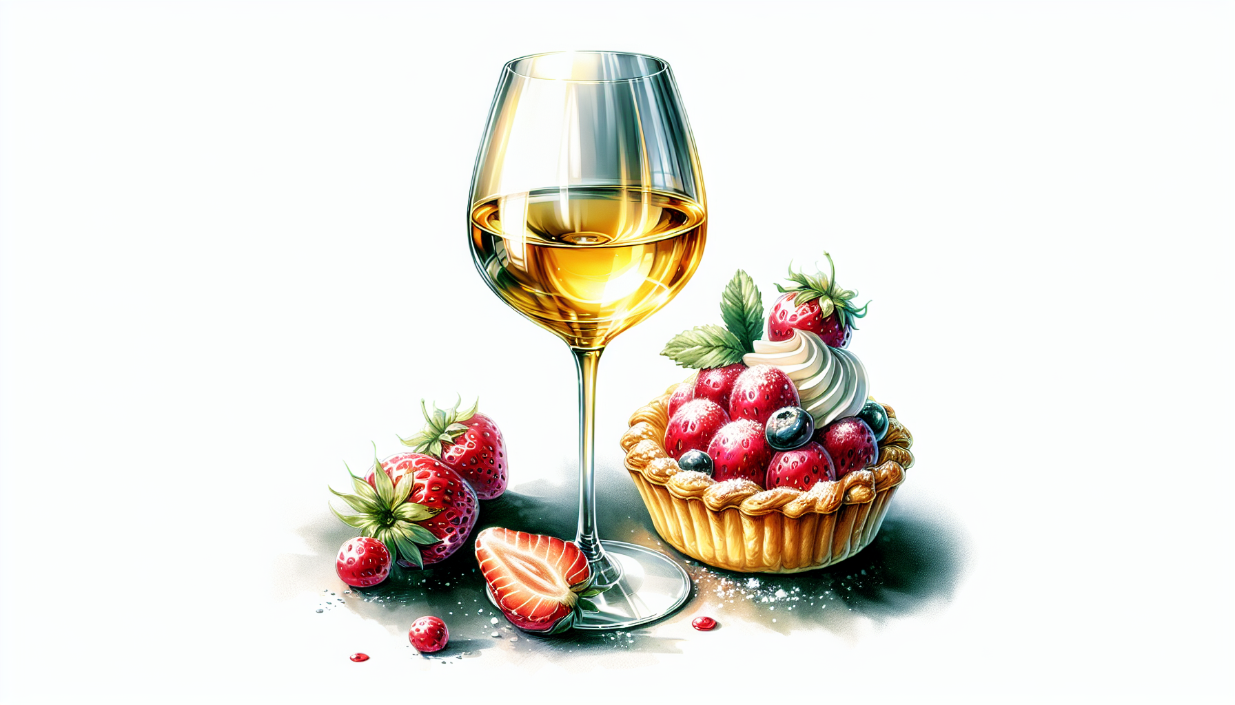 Illustration of sweet white wine served with dessert