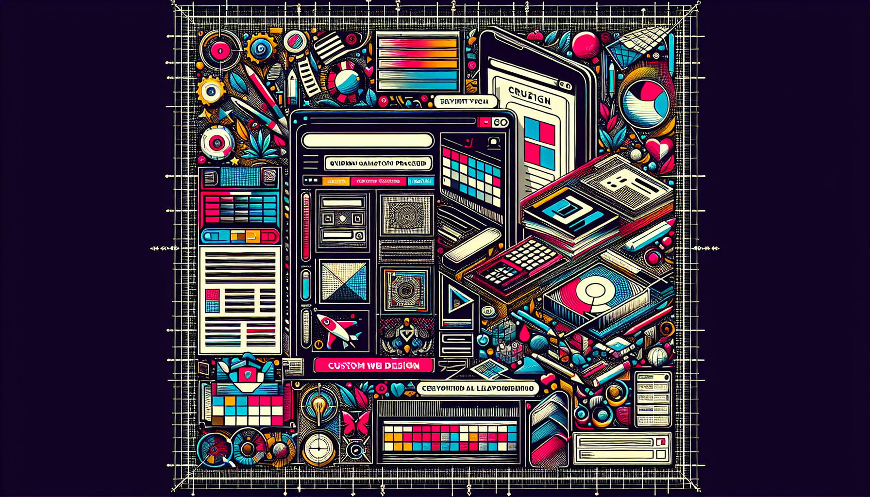 Illustration of custom web design process