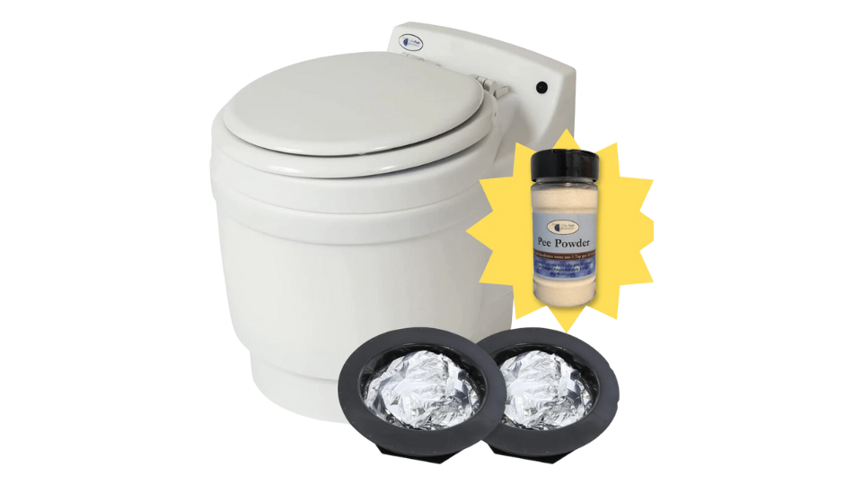 Laveo Dry Flush Toilet and Pee Powder