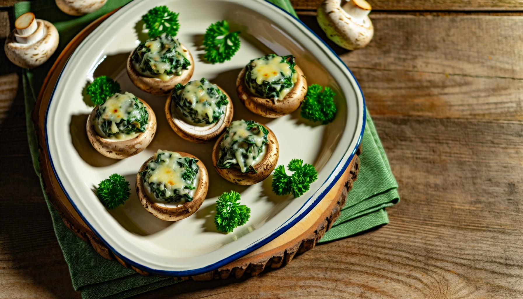 Spinach and cheese stuffed mushrooms