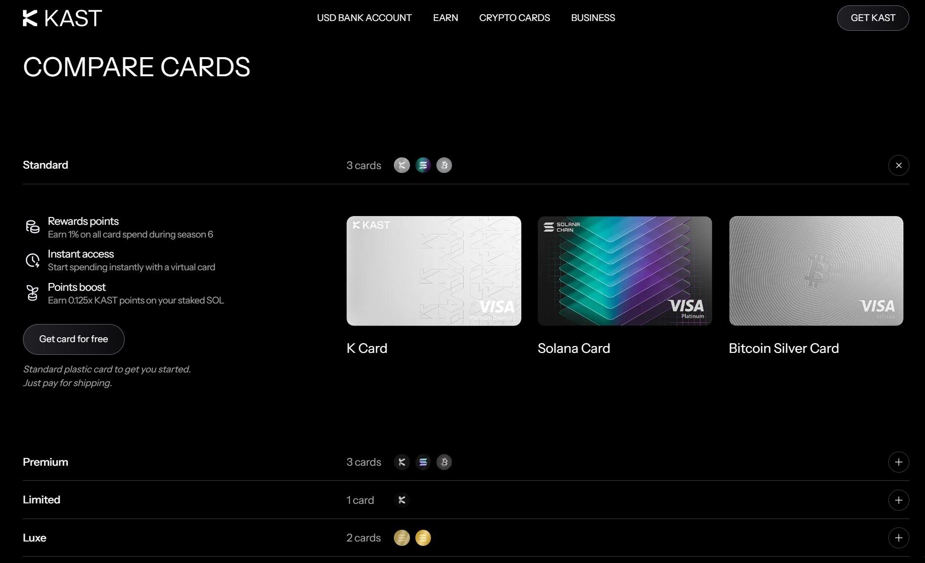KAST Card  -  Best for Stablecoin