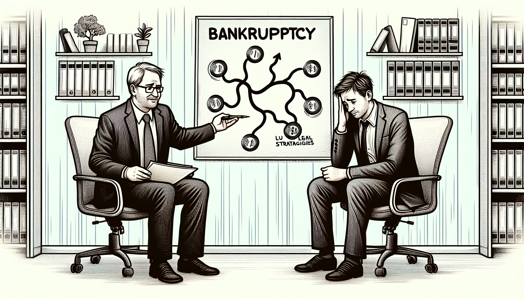 Illustration of a person consulting a qualified bankruptcy attorney