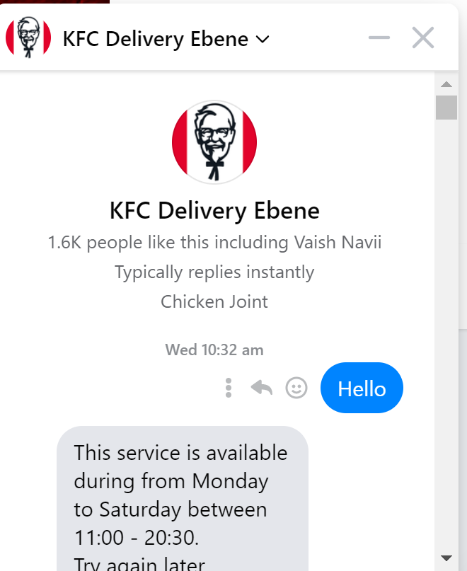 KFC Delivery Ebene