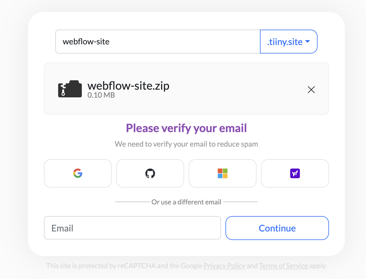 Enter a name for your website