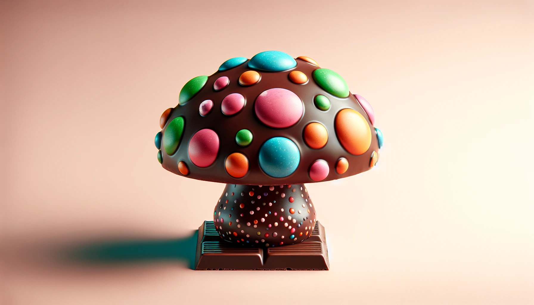 A delicious Polkadot Mushroom Chocolate Bar with a polka dot pattern