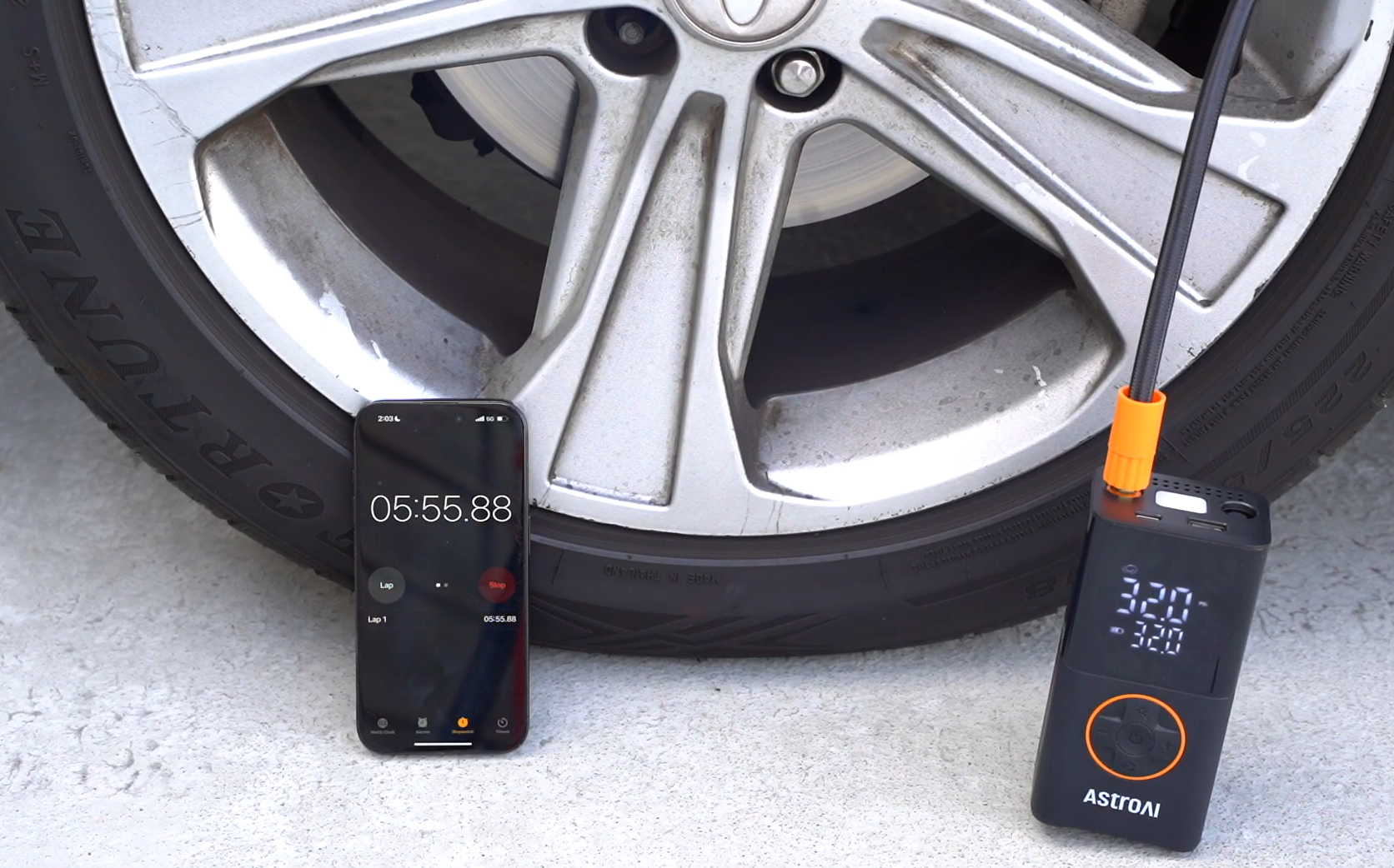 AstroAi inflator and a timer