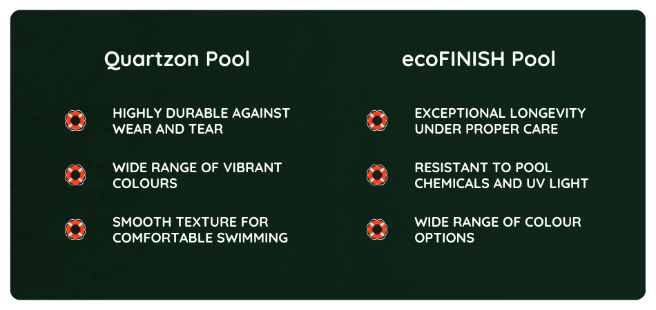 benefits of quartzon pools vs ecofinish pool