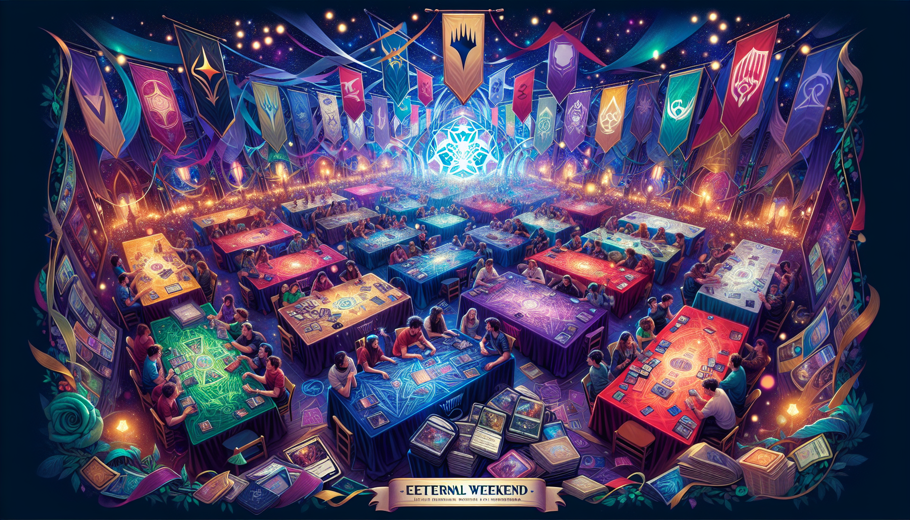 Playmats designed for the Eternal Weekend event in Magic: The Gathering.