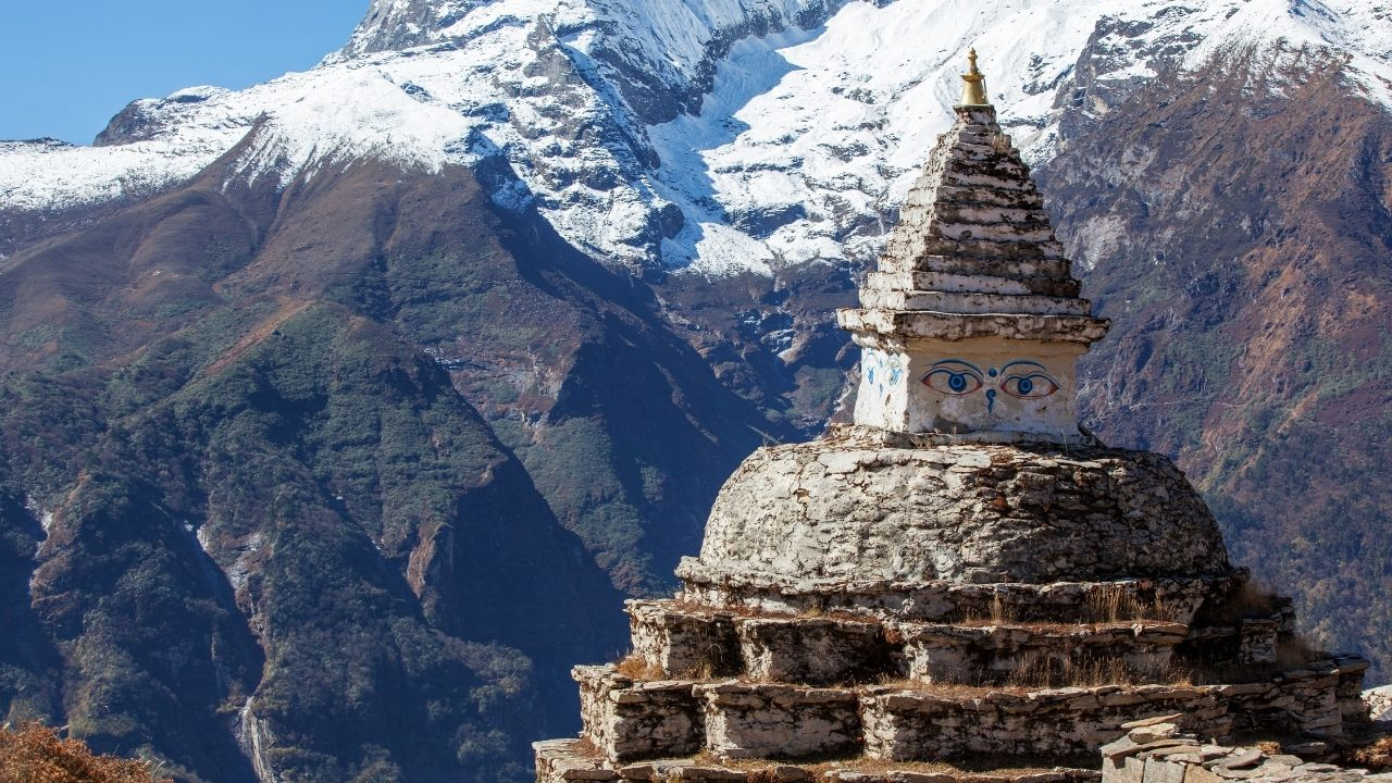 Stupa, mountain, Nepal 