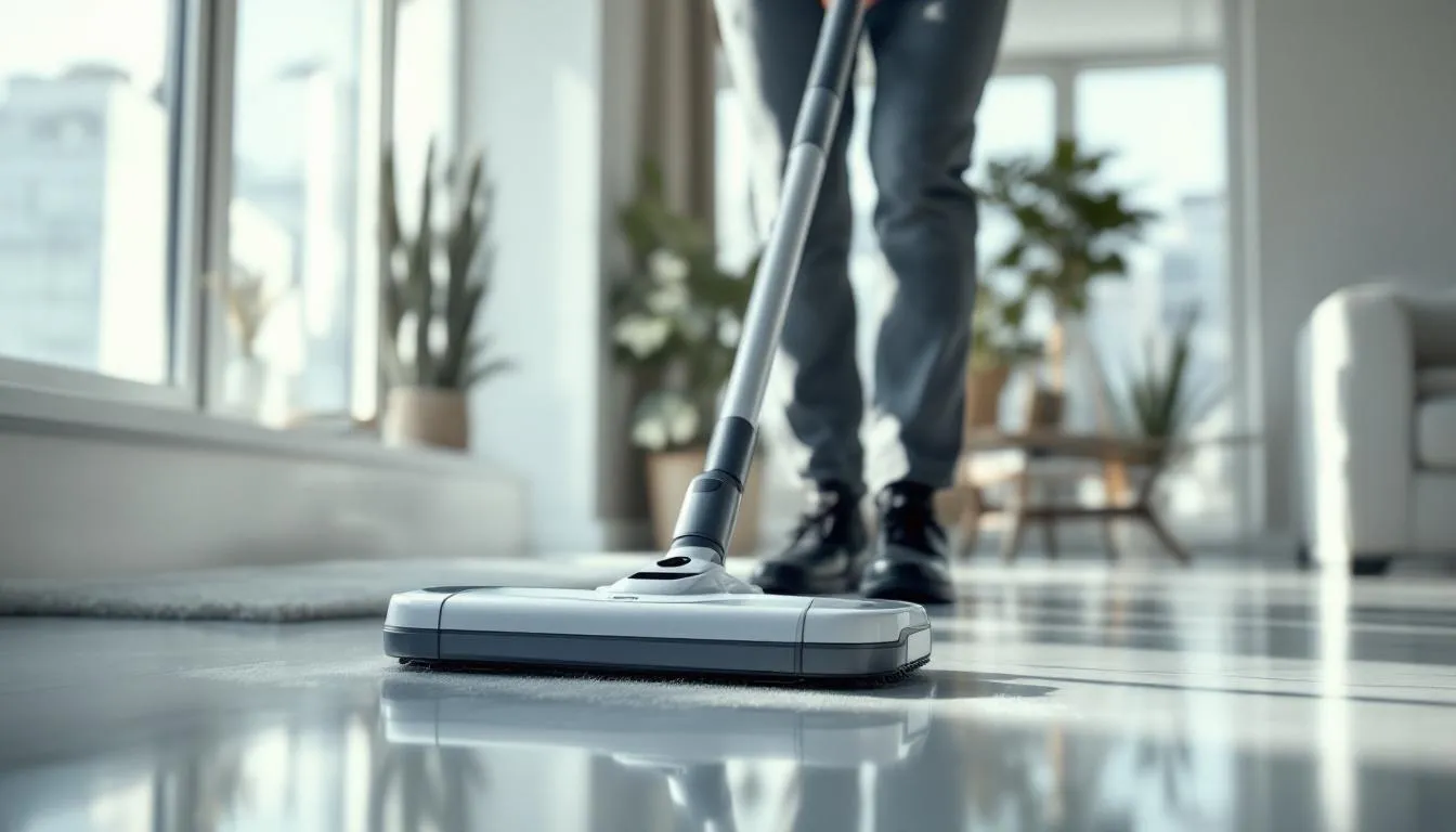A professional cleaner using advanced tools for comprehensive home deep cleaning services.