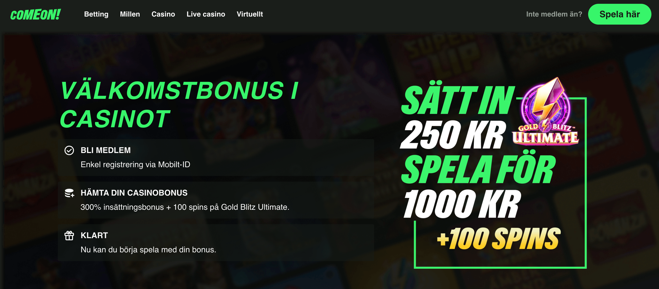ComeOn välkomstbonus