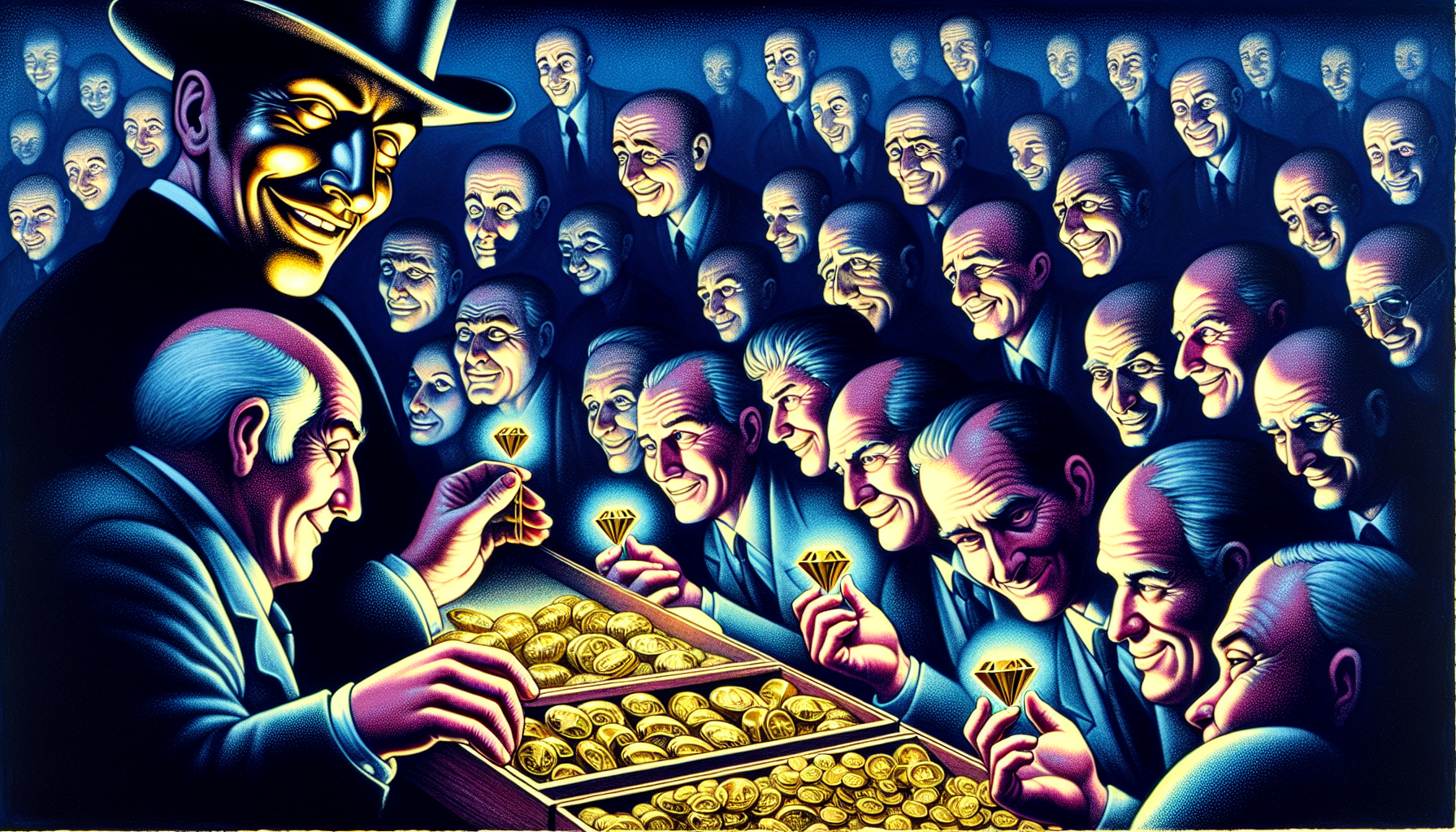 Illustration of fake gold IRAs being sold to unsuspecting investors