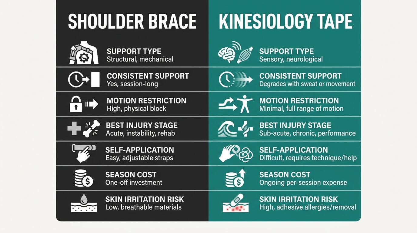 Shoulder Brace vs Tape: Key Differences