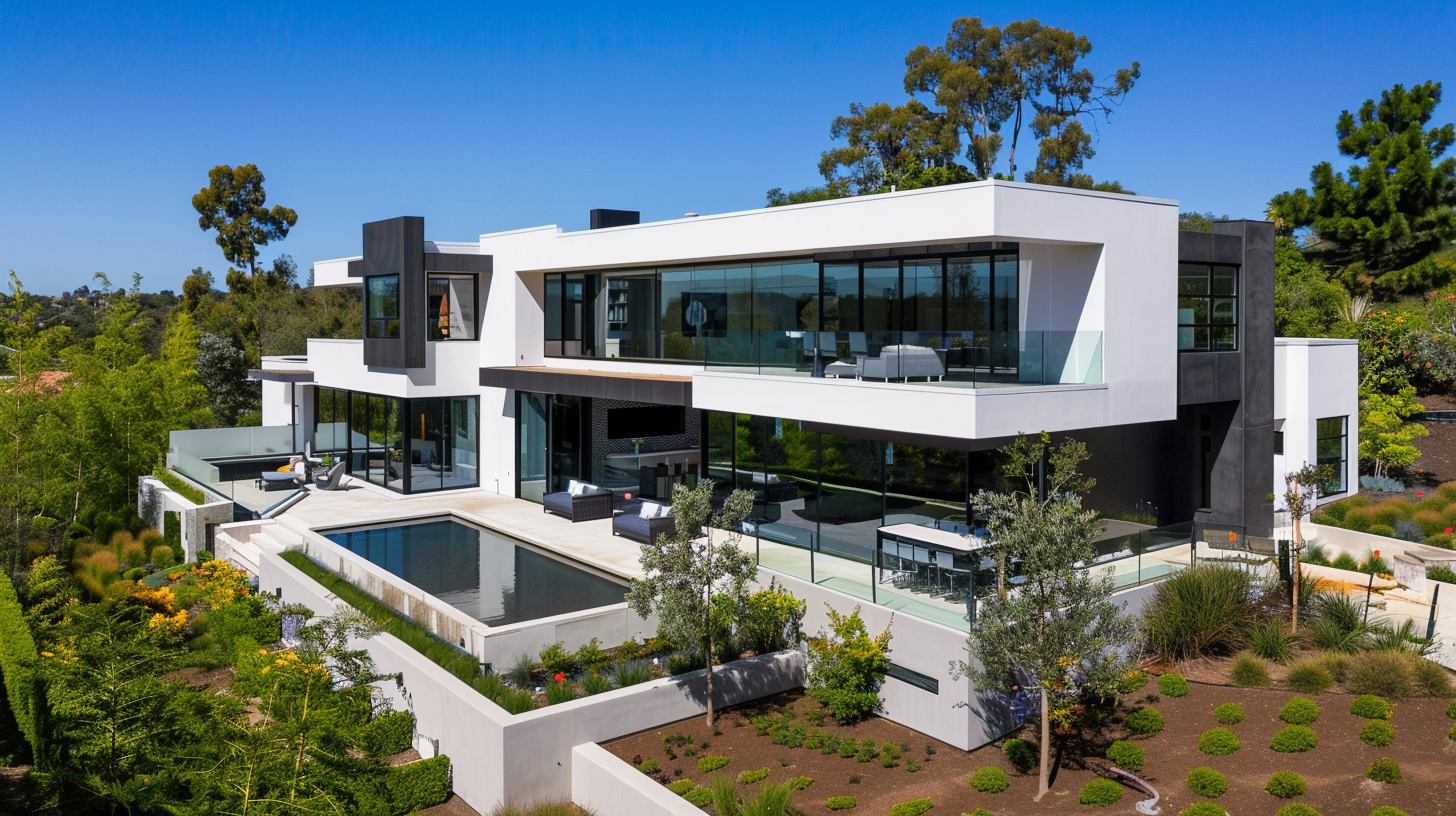 Outdoor living area in a custom home, blending indoor and outdoor spaces with surrounding landscape
