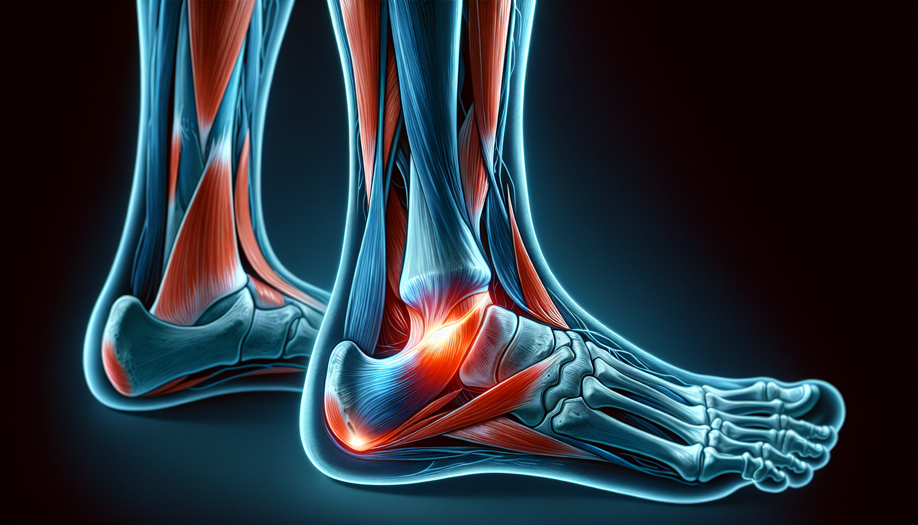 Illustration of the lower leg muscles and tendons
