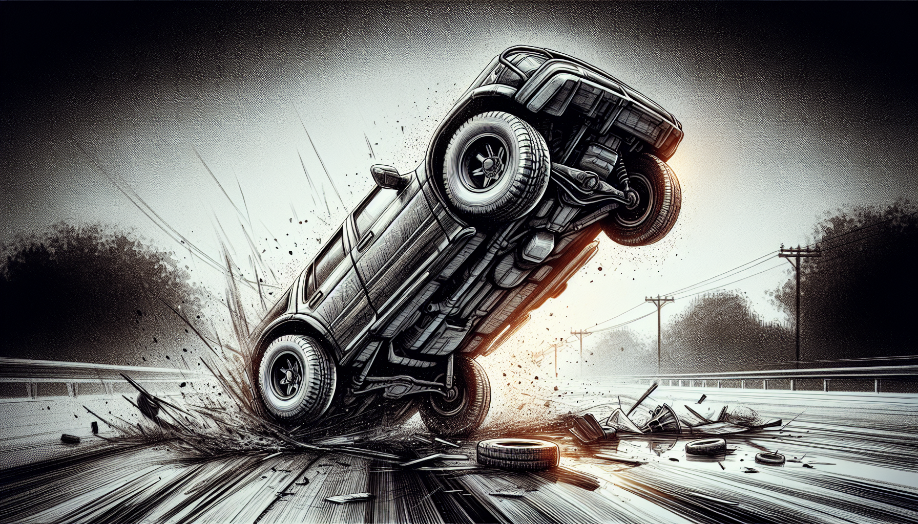 Illustration of a rollover accident