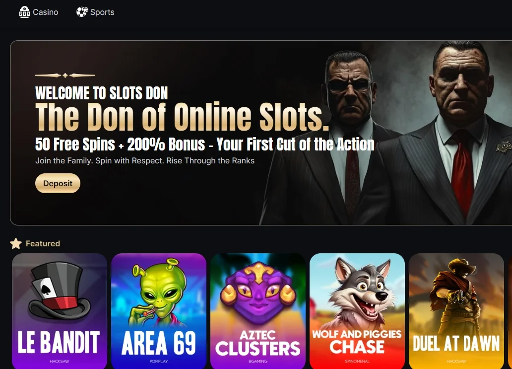 The main page of SlotsDon Casino