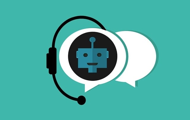 Illustration of a robot with a headset on a green background