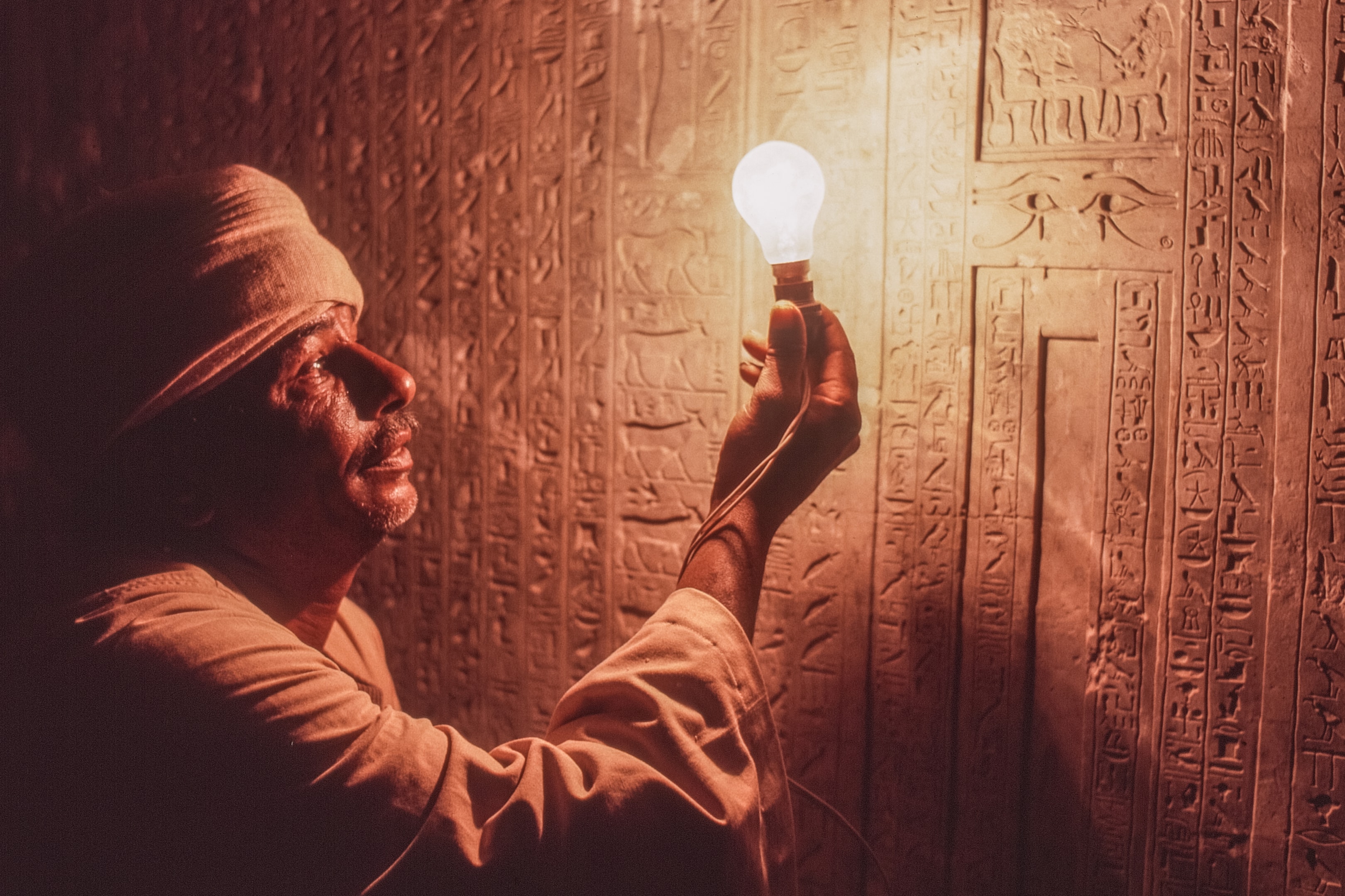 A man working at the Giza Pyramids site