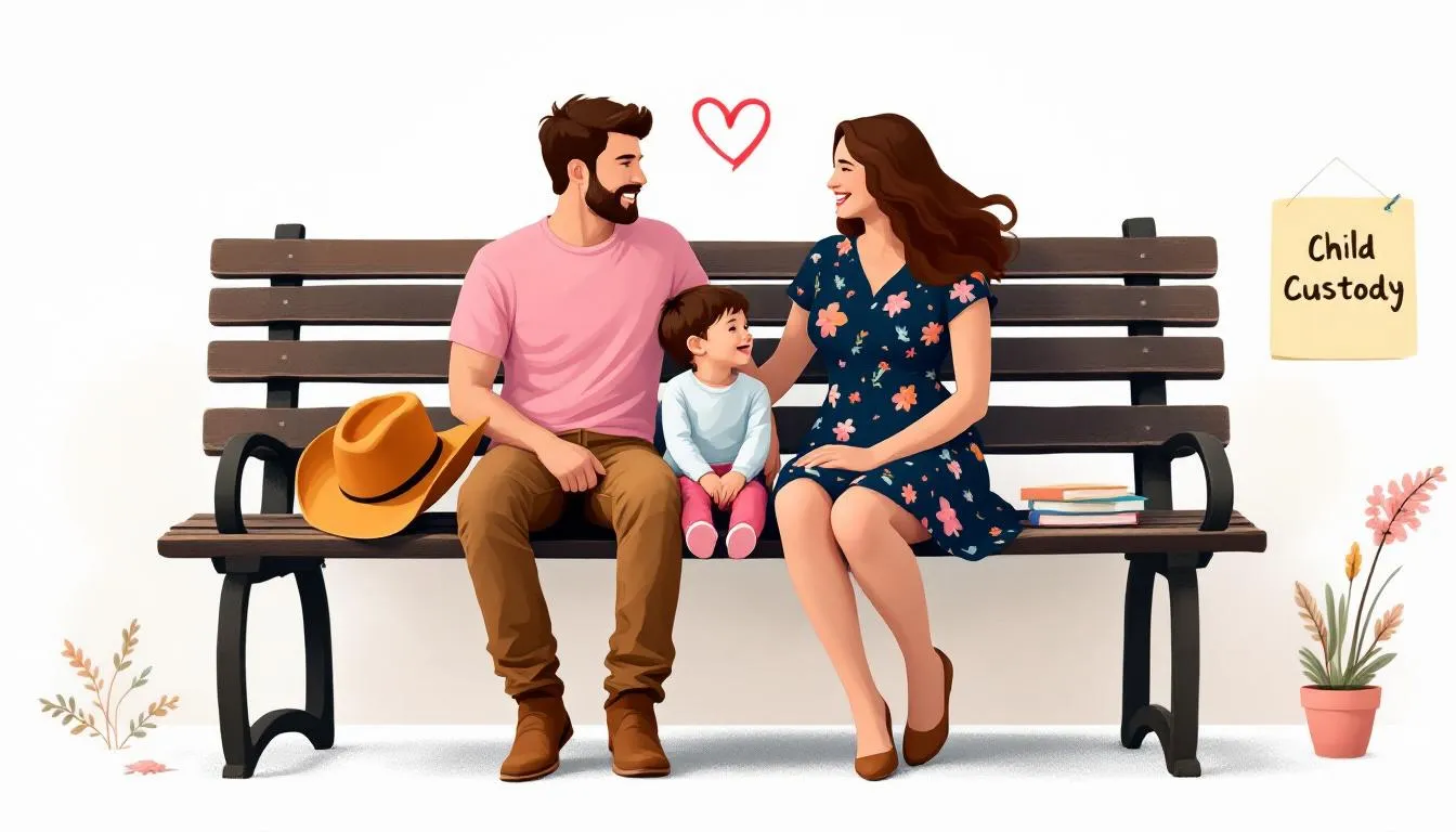 A depiction of child custody considerations in Texas, with parents and children involved.