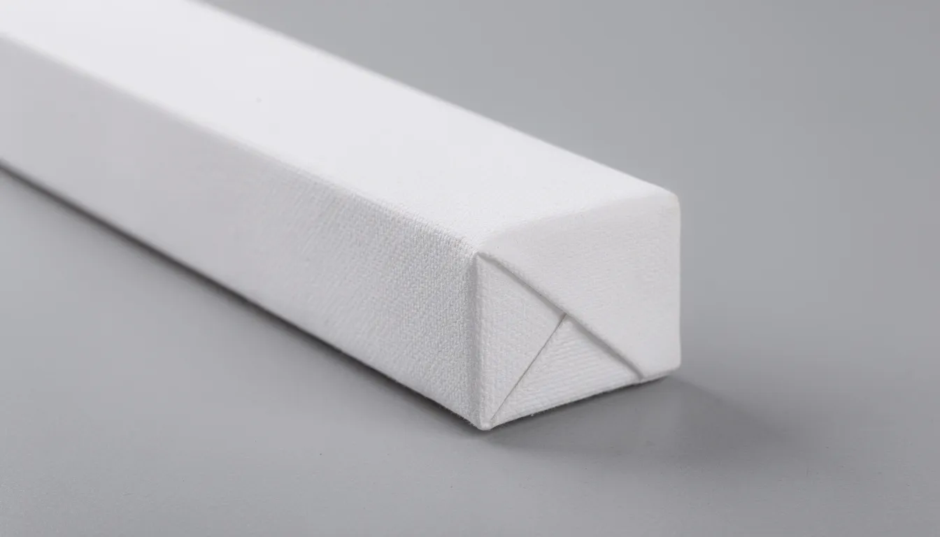 Das Bild zeigt eine Nahaufnahme einer Gallery-Wrapped-Leinwand-Ecke, die die saubere Kantenverarbeitung hervorhebt, welche die hochwertige Leinwand und den Massivholzrahmen betont. Dieses Detail unterstreicht die moderne Komposition und exzellente Qualität der übergroßen Wandkunst und macht sie zu einem herausragenden Element jeder Galerie- oder Wohnraumwand.