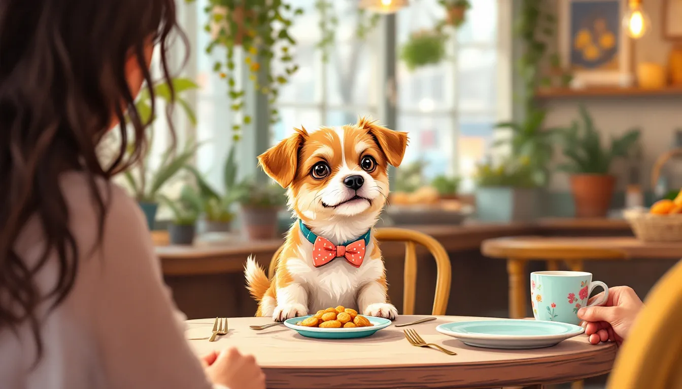 A cozy brunch setting with dog-friendly treats at a restaurant in Amsterdam.