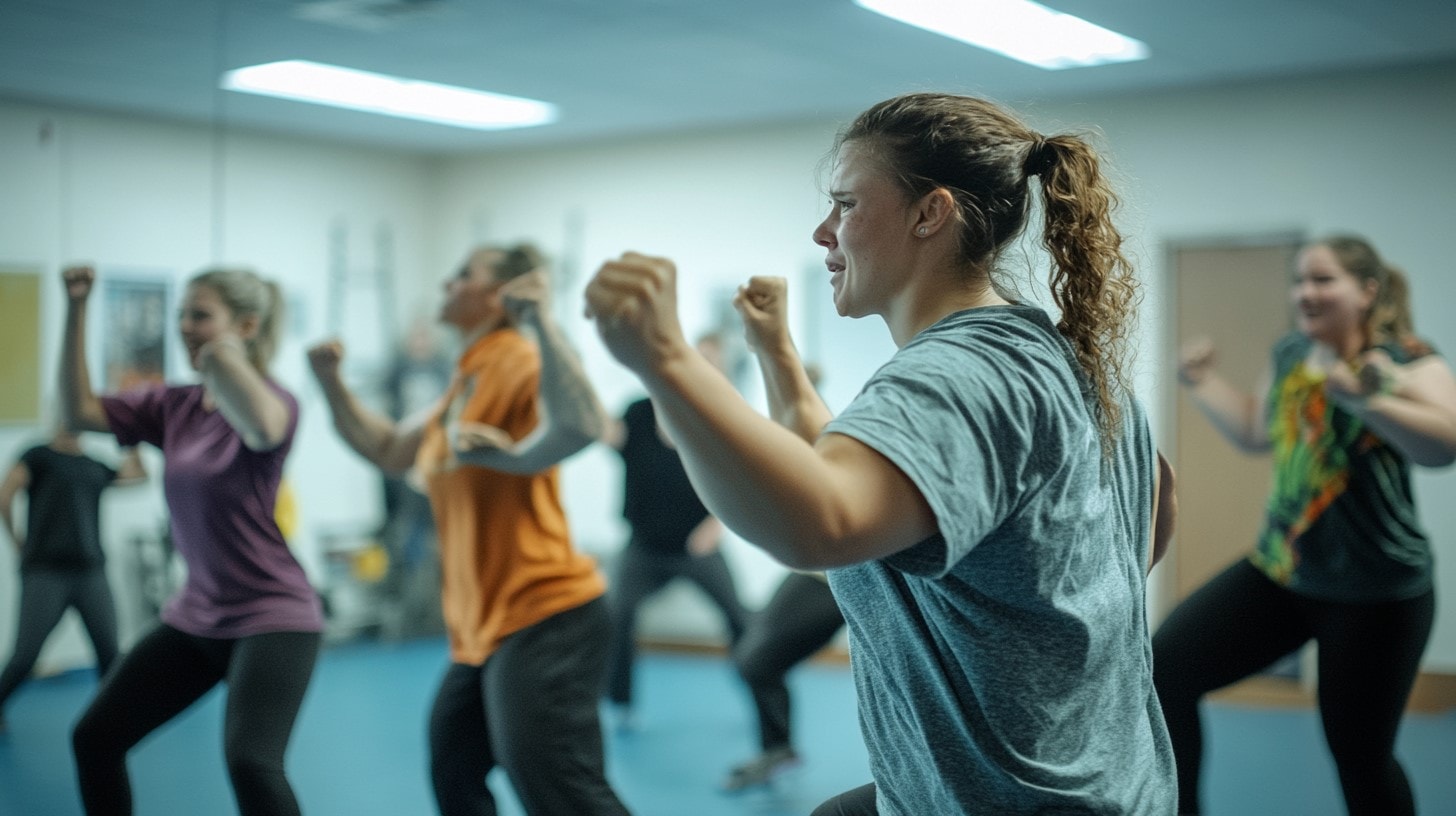 watching example videos online of fight workshops and stopping bad guys isn't real self defense training. no matter what gender, attending in person training is the best way to get yourself in shape while being free to explore your limitations