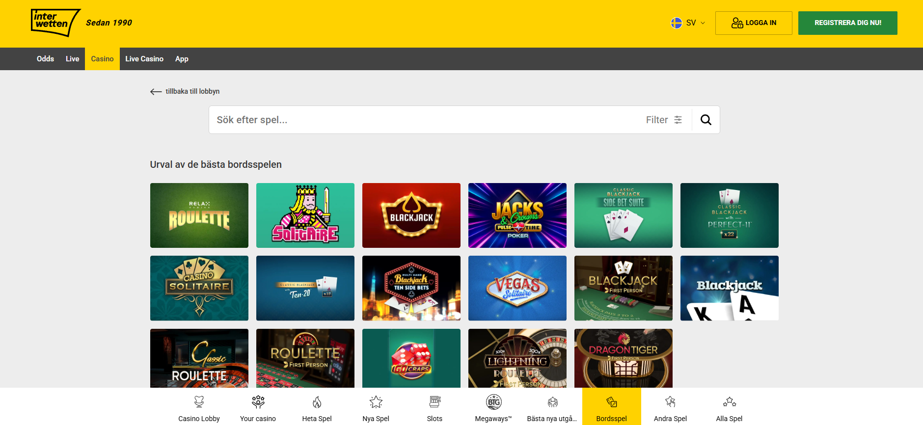 Bordsspel hos Interwetten med roulette, blackjack och andra casinospel.