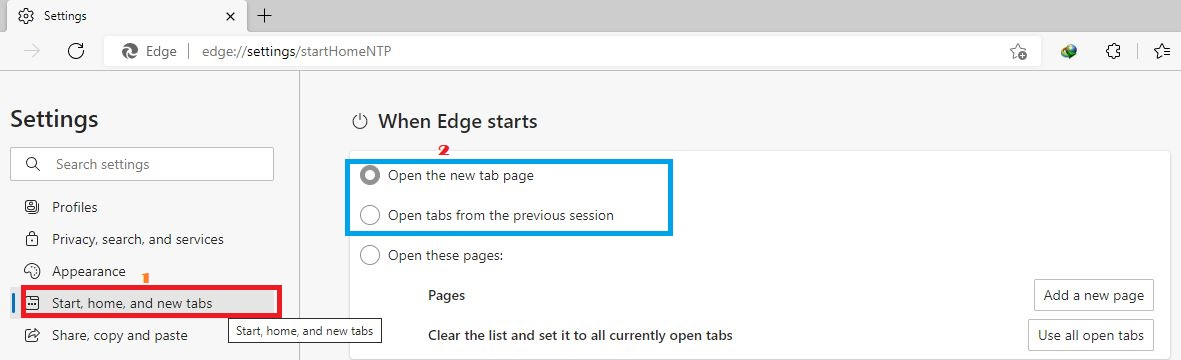 How to fix about:blank on Microsoft edge