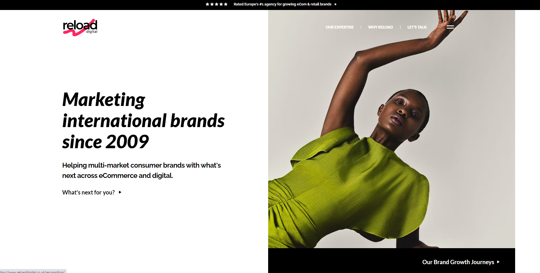 reload digital homepage, marketing international brands since 2009