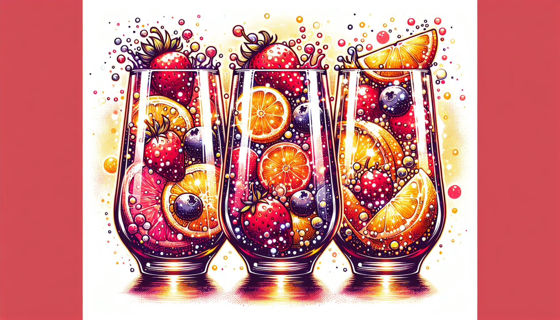 Fizzy sangria variations with fruits and soda