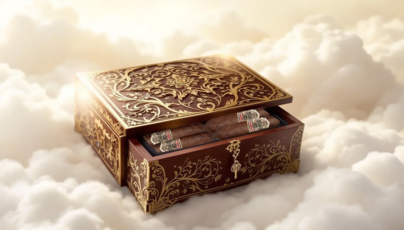 An elegant display of Ashton VSG Enchantment cigars in a box.