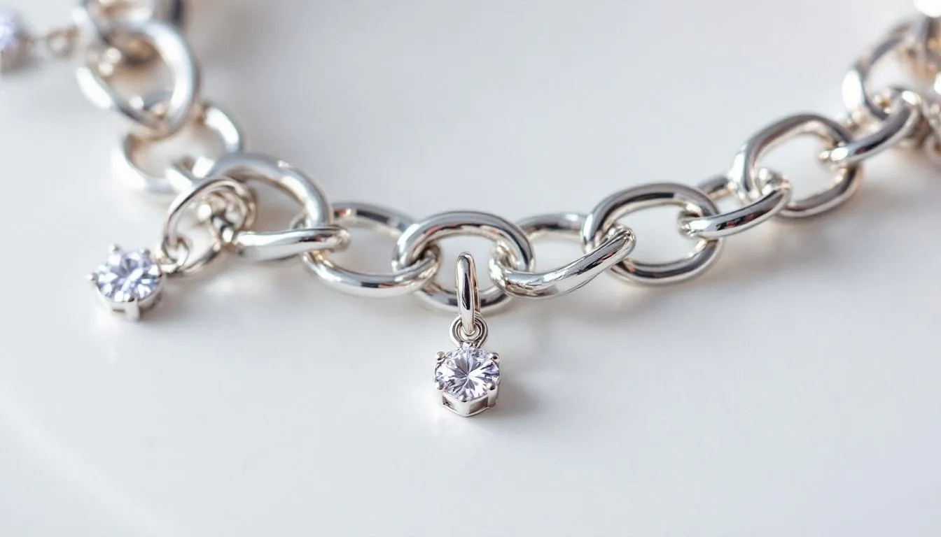 The image showcases an elegant collection of silver bracelets, prominently featuring sterling silver designs adorned with sparkling cubic zirconia. These bracelets, perfect as a special gift for loved ones, highlight a blend of durability and glamour, making them an ideal accessory for any occasion.