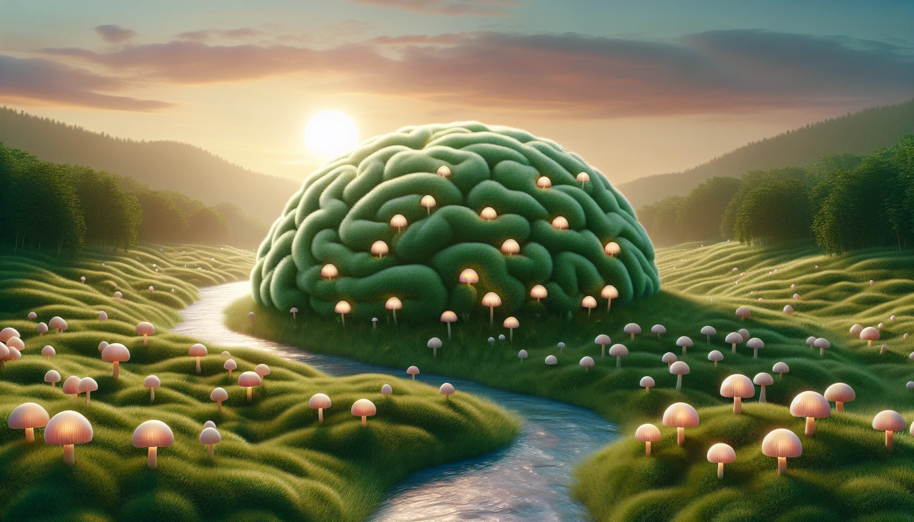 Illustration depicting a peaceful mind with Lion's Mane mushroom