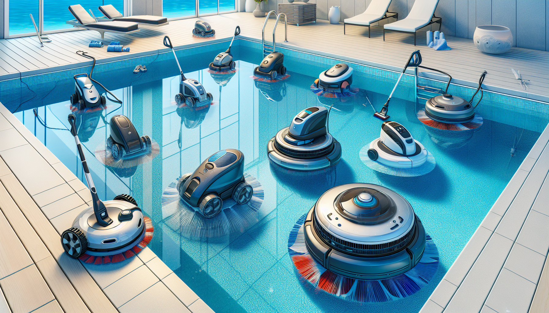 Illustration of robotic and automatic pool cleaners